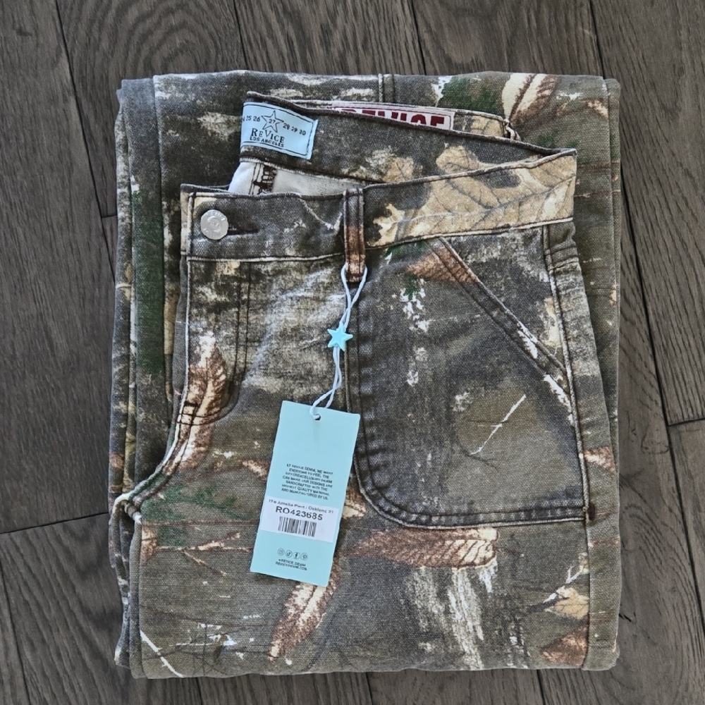 REVICE Green and Brown Wide Leg Camouflage Pants